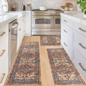 Bsmathom Farmhouse Kitchen Rugs Sets 3 Piece with Runner, Non Slip Kitchen Rugs and Mats Set Non Skid Washable Kitchen Floor Mat for Kitchen Floor Hallway Living Room Office Entryway