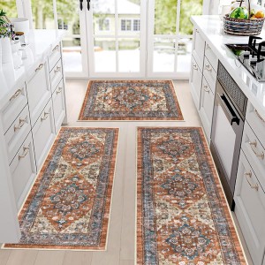 Bsmathom Farmhouse Kitchen Rugs Sets 3 Piece with Runner, Non Slip Kitchen Rugs and Mats Set Non Skid Washable Kitchen Floor Mat for Kitchen Floor Hallway Living Room Office Entryway