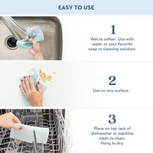 ELYN Swedish Dishcloths, Reusable & Washable Sponge Cloths, Absorbent Cleaning Paper Towels for Kitchen, Dishes, Counters and More, 5 Pack, Assorted Fruit Pattern