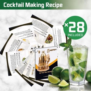 Cocktail Shaker Set Bartender Kit with Rotatble Bamboo Stand,11 Piece Bar Set Stainless Steel Bar Accessories for Drink Mixing, Bar, Home, Party (Gold)