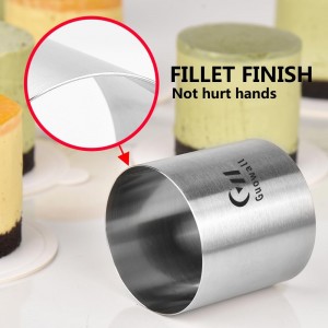 Guowall Cake Ring Mold 8 pcs Mini Mousse Mould Seamless Stainless Steel Cake Cutter Small Size Round Food Pastry Shaping for Baking - 2 inch