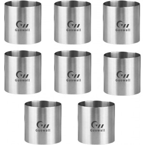 Guowall Cake Ring Mold 8 pcs Mini Mousse Mould Seamless Stainless Steel Cake Cutter Small Size Round Food Pastry Shaping for Baking - 2 inch