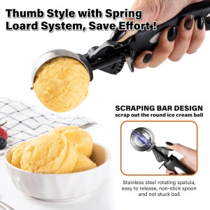 3.5 Tbsp Cookie Scoop, Ice Cream Scoop with Thumb Trigger, Cookie Dough Melon Baller Scoop 55 mm, Comfortable Grip, Non-Slip, 50 ML