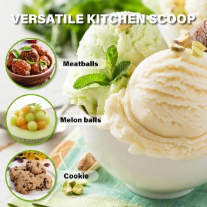 3.5 Tbsp Cookie Scoop, Ice Cream Scoop with Thumb Trigger, Cookie Dough Melon Baller Scoop 55 mm, Comfortable Grip, Non-Slip, 50 ML