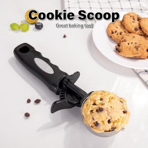 3.5 Tbsp Cookie Scoop, Ice Cream Scoop with Thumb Trigger, Cookie Dough Melon Baller Scoop 55 mm, Comfortable Grip, Non-Slip, 50 ML