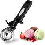 3.5 Tbsp Cookie Scoop, Ice Cream Scoop with Thumb Trigger, Cookie Dough Melon Baller Scoop 55 mm, Comfortable Grip, Non-Slip, 50 ML