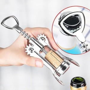 Wine Opener, Zinc Alloy Wine Bottle Opener(2 PCS), Wing Corkscrew Heavy Duty, Manual Multifunctional Cork Screw for Waiter