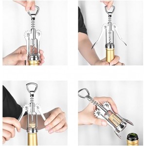 Wine Opener, Zinc Alloy Wine Bottle Opener(2 PCS), Wing Corkscrew Heavy Duty, Manual Multifunctional Cork Screw for Waiter