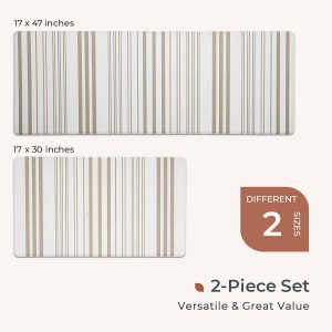 FRESHMINT Farmhouse Stripe Anti-Fatigue Kitchen Mat Set of 2, Cushioned Foam Kitchen Mats for Floor, Waterproof Non Slip Comfort Mat, Modern Kitchen Rug for Kitchen Decor, Sink, Laundry, Office