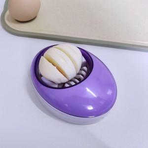 Egg Slicer for Hard Boiled Eggs,Easy to Cut Egg into Slices, Wedge and Dices, Sturdy ABS Body with Stainless Steel Wires,Non-slip Feet,Dishwasher Safe, BPA Free (Purple)