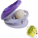 Egg Slicer for Hard Boiled Eggs,Easy to Cut Egg into Slices, Wedge and Dices, Sturdy ABS Body with Stainless Steel Wires,Non-slip Feet,Dishwasher Safe, BPA Free (Purple)