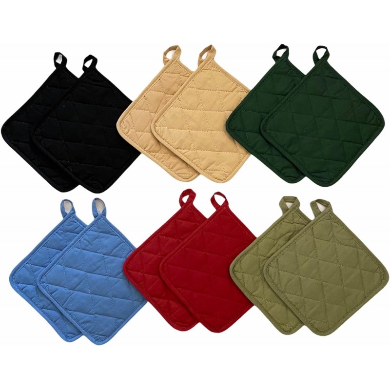 12 Pack Square Pot Holders 100% Cotton Heat Resistant Hotpads for Cooking Kitchen Potholder Set Trivet for Cooking Baking Camping House with Hanging Loops, Size: 8x8inch, Machine Washable