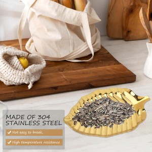 Gold Leaf Spoon Rest for Kitchen Counter and Stove Top, 6.7inch Stainless Steel Utensil Rack, Coffee Spoon Holder, Dessert and Jewelry Storage