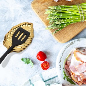 Gold Leaf Spoon Rest for Kitchen Counter and Stove Top, 6.7inch Stainless Steel Utensil Rack, Coffee Spoon Holder, Dessert and Jewelry Storage