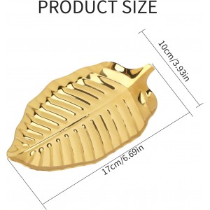 Gold Leaf Spoon Rest for Kitchen Counter and Stove Top, 6.7inch Stainless Steel Utensil Rack, Coffee Spoon Holder, Dessert and Jewelry Storage