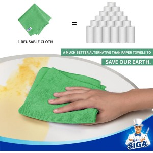 MR.SIGA Microfiber Cleaning Cloths, All-Purpose Microfiber Towels, Streak Free Cleaning Rags, Pack of 12, Green, Size 32 x 32 cm(12.6 x 12.6 inch)