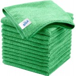 MR.SIGA Microfiber Cleaning Cloths, All-Purpose Microfiber Towels, Streak Free Cleaning Rags, Pack of 12, Green, Size 32 x 32 cm(12.6 x 12.6 inch)