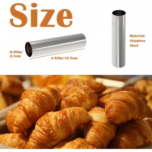6 Pcs Non-stick Cream Horn Molds Stainless Steel, 4.92 inch Large Size Cannoli Tubes Kit Baking Cones Pastry Roll Horn Croissant Mold for Christmas Anniversary and Daily Use
