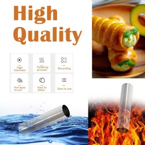 6 Pcs Non-stick Cream Horn Molds Stainless Steel, 4.92 inch Large Size Cannoli Tubes Kit Baking Cones Pastry Roll Horn Croissant Mold for Christmas Anniversary and Daily Use