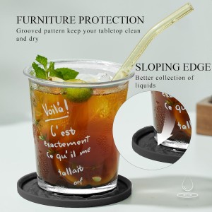 Silicone Coasters for Drinks[4 Pack]- Cup Mat for Tabletop Protection-Non-Slip, Non-Stick, Coffee Table Decor, Great Gift for Any Occasion, Black