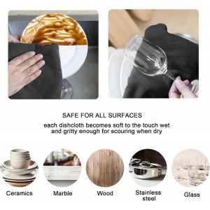 kimteny 13x28 Inches Kitchen Cloth Dish Towels, 400 GSM Premium Dishcloths, Super Absorbent Coral Velvet Microfiber Cleaning Cloths, Fast Drying Rags for Washing Dishes (6 Pack, Dark Grey)