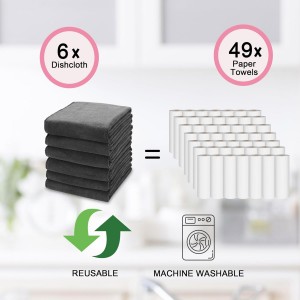 kimteny 13x28 Inches Kitchen Cloth Dish Towels, 400 GSM Premium Dishcloths, Super Absorbent Coral Velvet Microfiber Cleaning Cloths, Fast Drying Rags for Washing Dishes (6 Pack, Dark Grey)