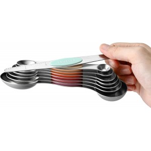 Spring Chef Stainless Steel Metal Magnetic Measuring Spoons Set of 8 with Leveler, Heavy Duty Nesting Teaspoon & Tablespoon Measuring Spoons, Kitchen Gadgets for Baking & Cooking - Desert Sunset
