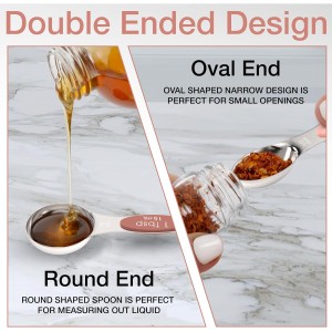 Magnetic Measuring Spoons Set - Stainless Steel, Double Ended, Stackable & Nested Design for Dry and Liquid Ingredients, Ideal for Spice Jars, 9-Piece Set with Leveler (Country Chic)