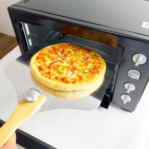 Pizza Peel 12 x 14inches, Pizza Paddle Pizza Spatula Shovel Pizza Cutter, Pizza Peel with Foldable Wood Handle, Aluminum Pizza Turner Peel Tools Making Accessories for Baking Pizza Bread