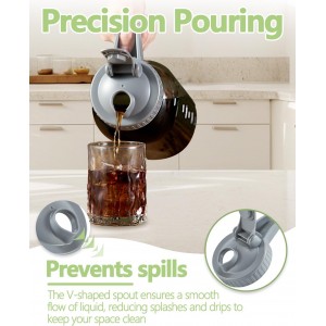 32oz Glass Pitcher with Lid & V-shaped Pour Spout - 1 Quart Breastmilk Pitcher Double Leak Proof, Creamer Container for Sun Tea, Juice, Cold Brew Coffee, Breastmilk Storage Container