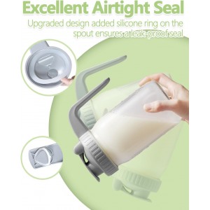 32oz Glass Pitcher with Lid & V-shaped Pour Spout - 1 Quart Breastmilk Pitcher Double Leak Proof, Creamer Container for Sun Tea, Juice, Cold Brew Coffee, Breastmilk Storage Container