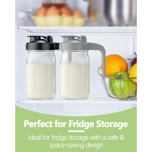 32oz Glass Pitcher with Lid & V-shaped Pour Spout - 1 Quart Breastmilk Pitcher Double Leak Proof, Creamer Container for Sun Tea, Juice, Cold Brew Coffee, Breastmilk Storage Container