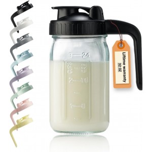32oz Glass Pitcher with Lid & V-shaped P...