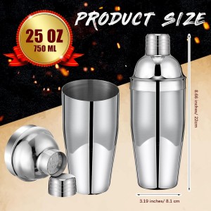 Nitial 6 Pcs 25 oz Stainless Steel Cocktail Shaker No Leaks Martini Shaker with Built In Strainer Bar Bartender Margarita Mixer Tools for Mixed Drinks, Beginners