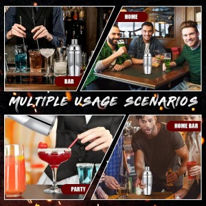 Nitial 6 Pcs 25 oz Stainless Steel Cocktail Shaker No Leaks Martini Shaker with Built In Strainer Bar Bartender Margarita Mixer Tools for Mixed Drinks, Beginners