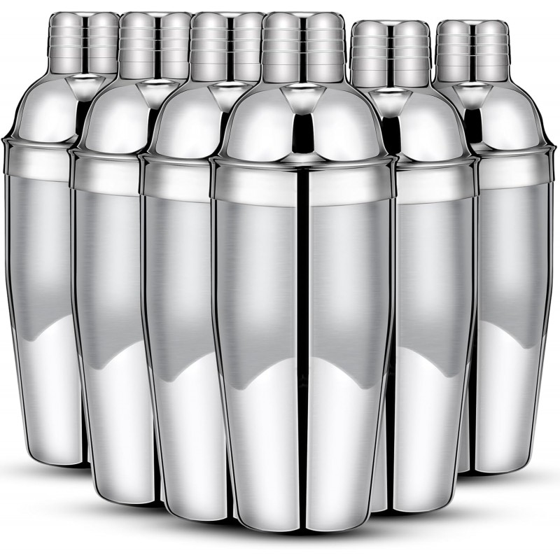 Nitial 6 Pcs 25 oz Stainless Steel Cocktail Shaker No Leaks Martini Shaker with Built In Strainer Bar Bartender Margarita Mixer Tools for Mixed Drinks, Beginners