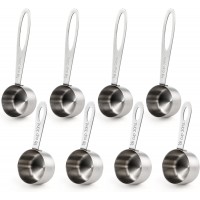 Hedume Set of 8 Coffee Scoop, Stainless Steel Coffee Measuring Scoops 1/8 Cup, Including 4 Pack Short Handled and 4 Pack Long Handle Coffee Scoops for Coffee, Tea, Sugar and Milk, 30 ml