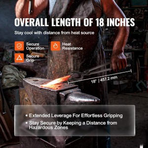 VEVOR Blacksmith Tongs, 4 PCS: V-Bit Bolt, Wolf Jaw, Z V-Bit & Gripping - A3 Carbon Steel, 18' for Blacksmiths & Bladesmiths