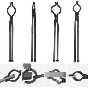 VEVOR Blacksmith Tongs, 4 PCS: V-Bit Bolt, Wolf Jaw, Z V-Bit & Gripping - A3 Carbon Steel, 18' for Blacksmiths & Bladesmiths