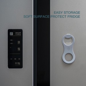 2 in 1 Magnetic Beer Bottle Opener for Refrigerator and RV with Cap Catcher, Soft Touch Silicone Surface Protect Fridge, Pop Can Soda Can Opener for Long Nails, Ideal Gift