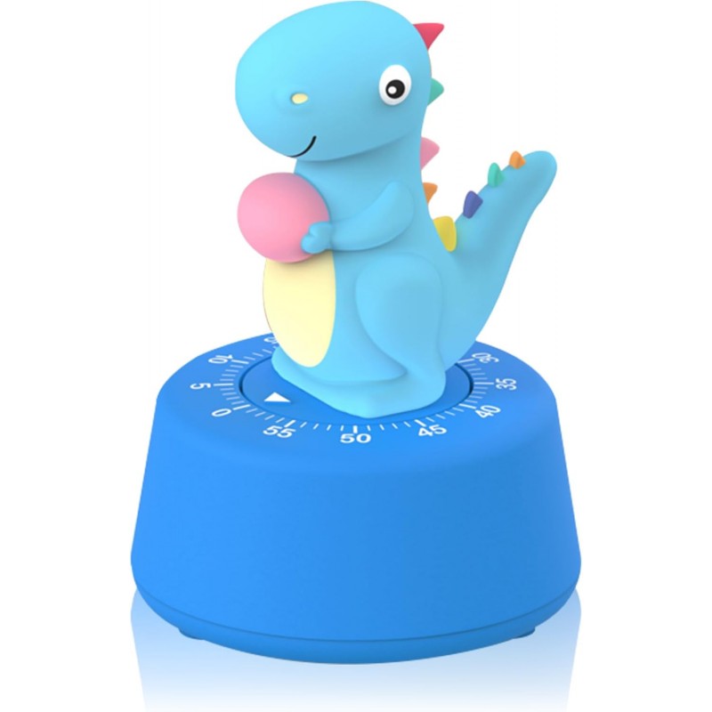 60 Minutes Mechanical Kitchen Timer,Cute Dinosaur Timer for Kids,Wind Up Egg Timer for Cooking,Reading,Classroom and Do Sports. (Sky Blue)