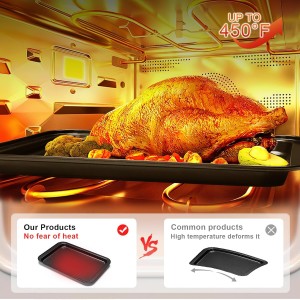 EWFEN Bakeware Sets, Baking Pans Set, Nonstick Oven Pan for Kitchen with Wider Grips, 7-Piece with Round/Square Cake Pan, Loaf Pan, Muffin Pan, Cookie Sheet, Roast Pan, Cooling Rack, Carbon Steel Bake