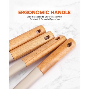 Kitchen Ladle Strainer, Large Slotted Spoon with High Heat Resistant BPA Free, Non Stick Cooking Skimmers For Draining & Frying, 13.2inch (Khaki & Blue)