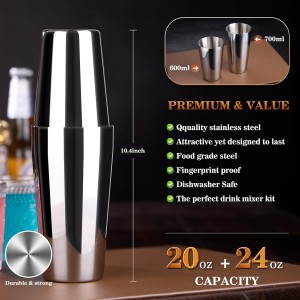 Cocktail Shaker Set Bartender Kit : 15-Piece Bar Tool Set with Acrylic Stand Bars Set with All Practical Bar Accessories, for Drink Mixing, Bar, Home, Lounge & Party, Silver