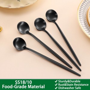 4 PCS 6.7 Inches Satin Black Stainless Steel 18/10 Coffee Spoons,Iced Tea Spoon,Espresso Stirring Spoons,Matte Black SS304 Teaspoons,Dessert Spoon,Long Coffee Spoons accessories