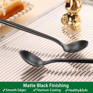 4 PCS 6.7 Inches Satin Black Stainless Steel 18/10 Coffee Spoons,Iced Tea Spoon,Espresso Stirring Spoons,Matte Black SS304 Teaspoons,Dessert Spoon,Long Coffee Spoons accessories