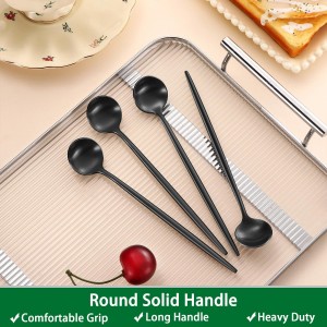 4 PCS 6.7 Inches Satin Black Stainless Steel 18/10 Coffee Spoons,Iced Tea Spoon,Espresso Stirring Spoons,Matte Black SS304 Teaspoons,Dessert Spoon,Long Coffee Spoons accessories