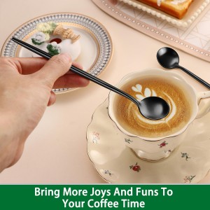 4 PCS 6.7 Inches Satin Black Stainless Steel 18/10 Coffee Spoons,Iced Tea Spoon,Espresso Stirring Spoons,Matte Black SS304 Teaspoons,Dessert Spoon,Long Coffee Spoons accessories