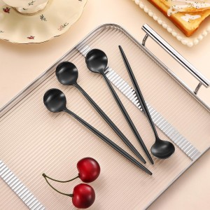 4 PCS 6.7 Inches Satin Black Stainless Steel 18/10 Coffee Spoons,Iced Tea Spoon,Espresso Stirring Spoons,Matte Black SS304 Teaspoons,Dessert Spoon,Long Coffee Spoons accessories