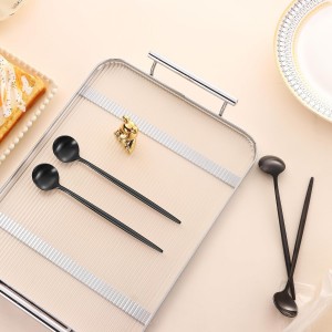 4 PCS 6.7 Inches Satin Black Stainless Steel 18/10 Coffee Spoons,Iced Tea Spoon,Espresso Stirring Spoons,Matte Black SS304 Teaspoons,Dessert Spoon,Long Coffee Spoons accessories